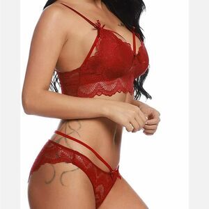 Women Two Piece Sexy Lingerie Bra Lace Bralette and Panty Sleepwear Set US